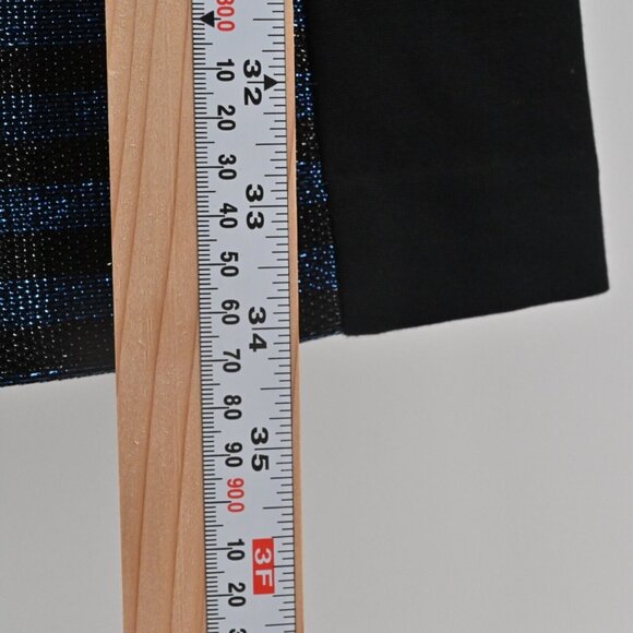 TRINA TURK‎ Dress Womens Sz 6 Metallic Black Blue Stripe Scoop Neck Mini Sweater - Picture 10 of 13